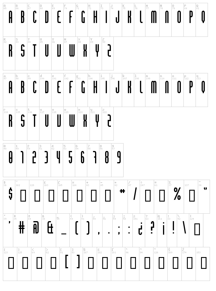 Chingolo Pro font map